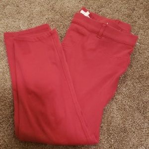 Red, ankle length jeggings